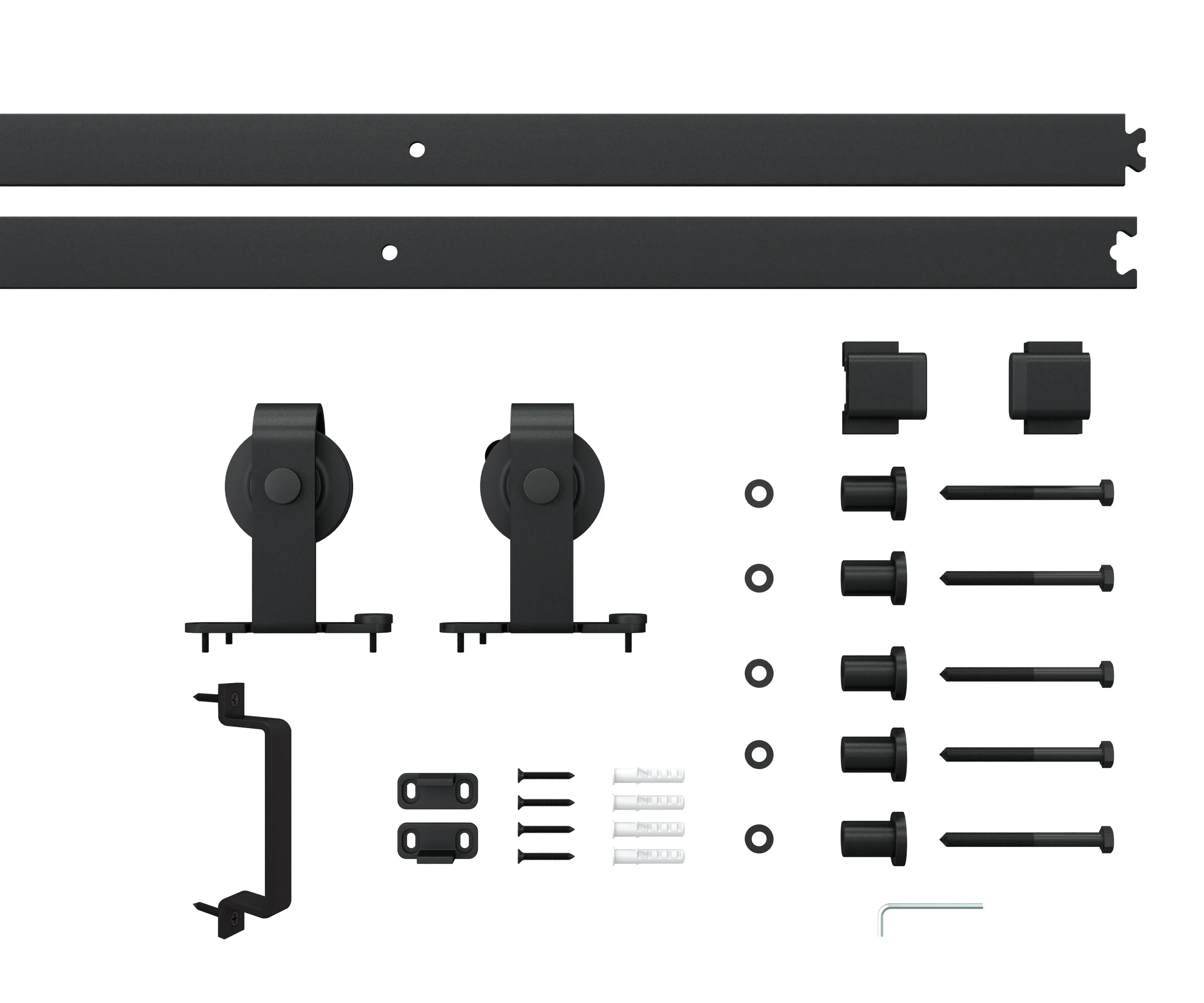 3-Lite Tempered Glass Barn Door Steel Frame Sliding Hardware Kit and Door Handle