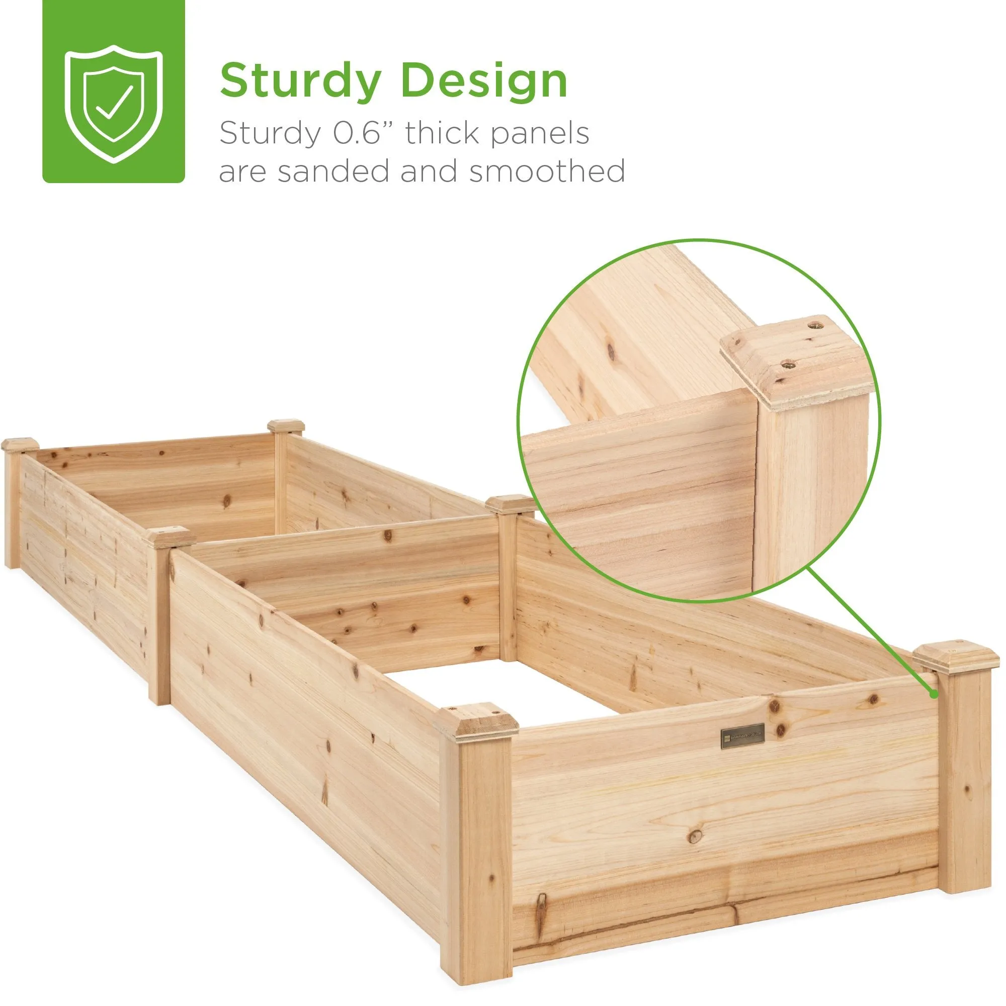 8x2ft Wooden Raised Garden Bed Planter for Garden, Lawn, Yard