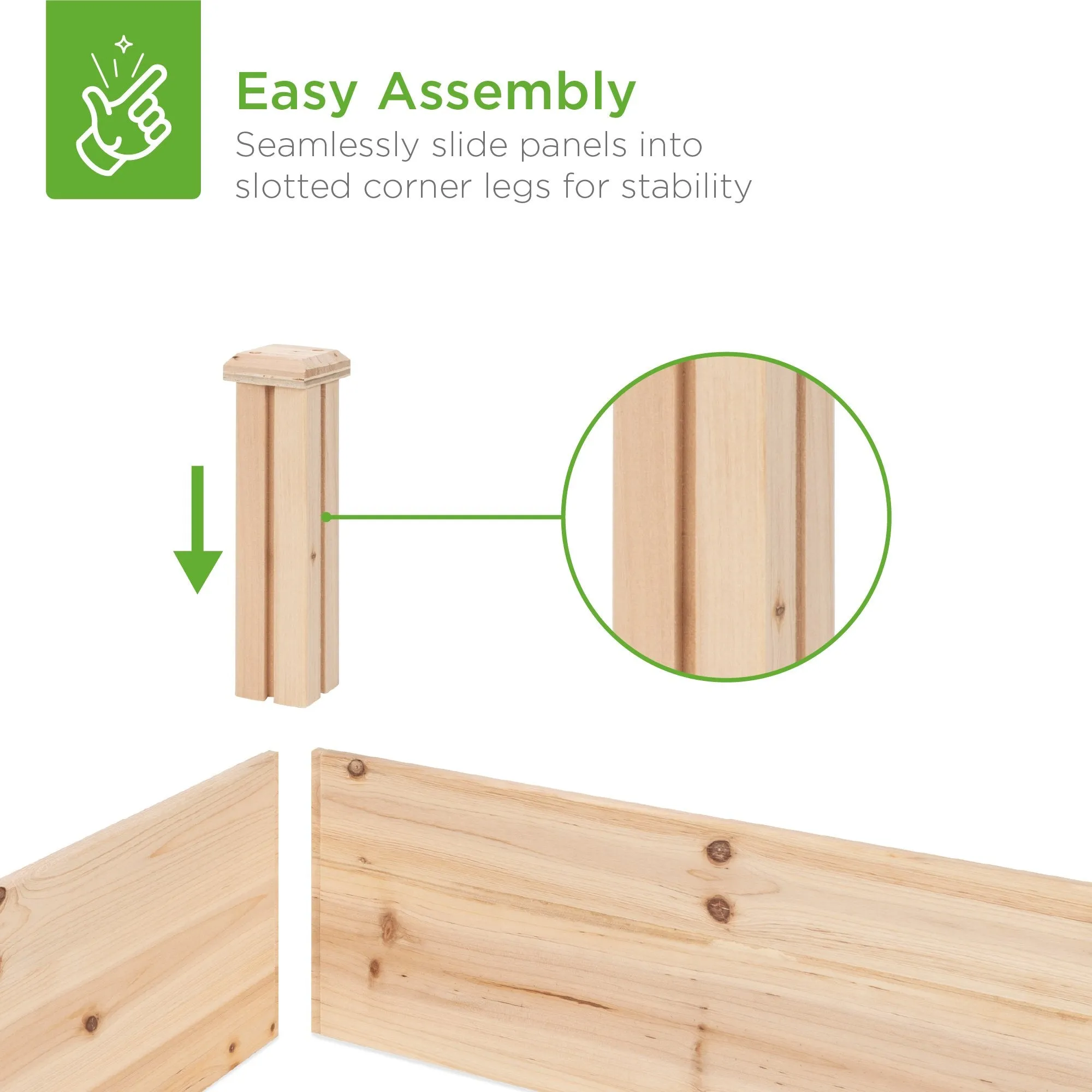 8x2ft Wooden Raised Garden Bed Planter for Garden, Lawn, Yard