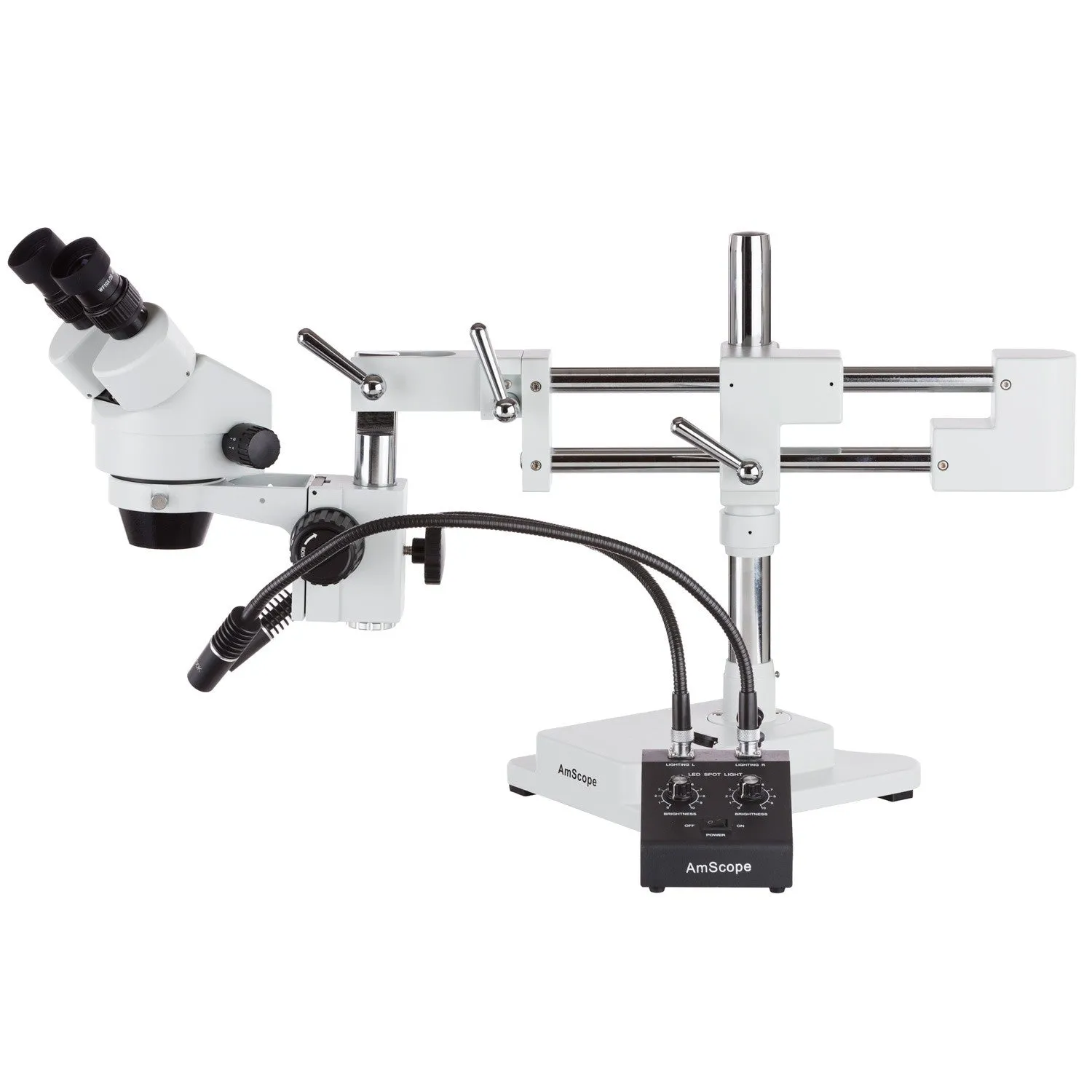 AmScope Powerful 6W LED Dual Gooseneck and Ring Light Illuminator for Microscopes