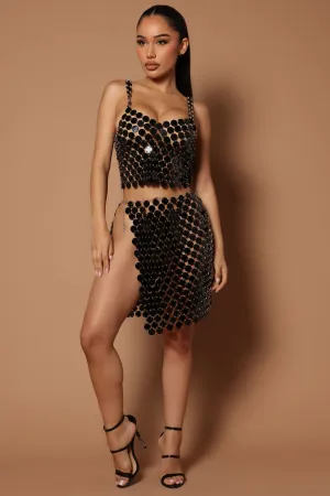 Anabel Mirror Mini Skirt - Black