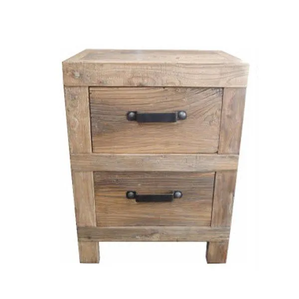 Bedside Solid Recycled Elm 2 Drawers