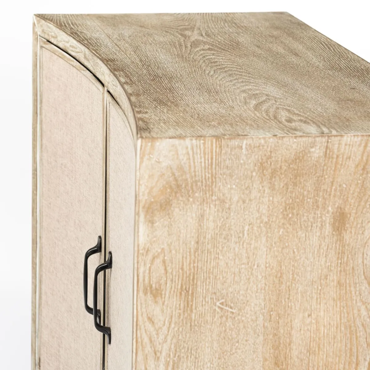 Bellefontaine Accent Cabinet Natural Wood | Cream Fabric