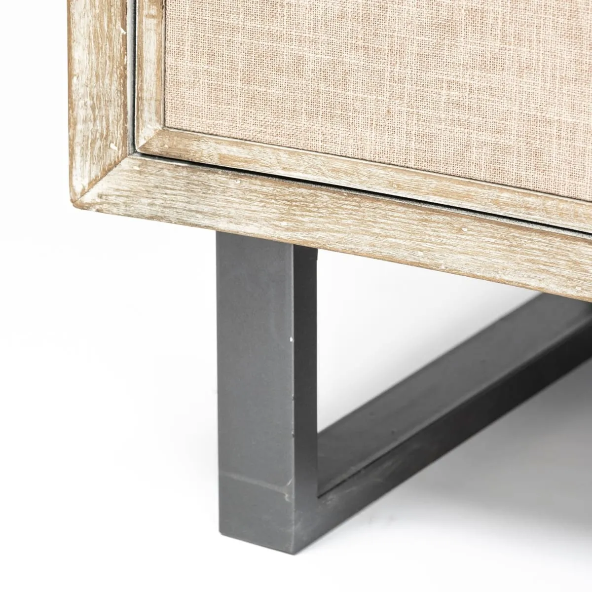 Bellefontaine Accent Cabinet Natural Wood | Cream Fabric