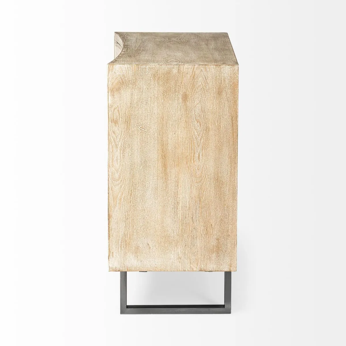 Bellefontaine Accent Cabinet Natural Wood | Cream Fabric