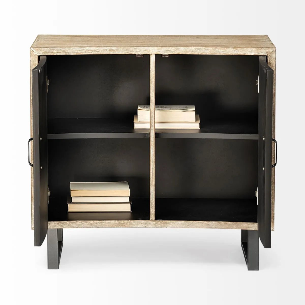 Bellefontaine Accent Cabinet Natural Wood | Cream Fabric