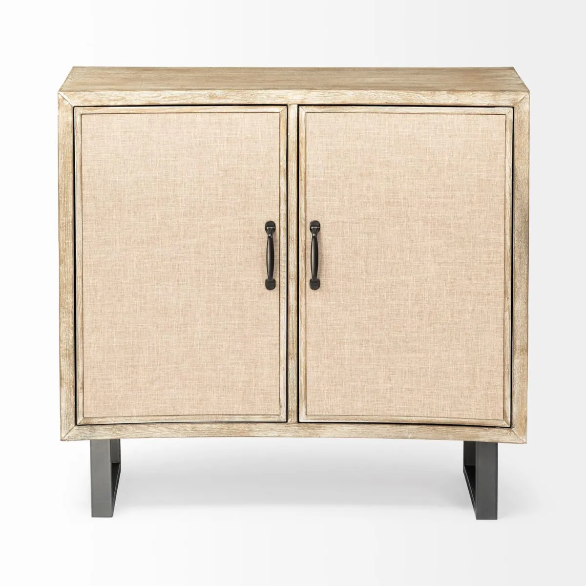 Bellefontaine Accent Cabinet Natural Wood | Cream Fabric