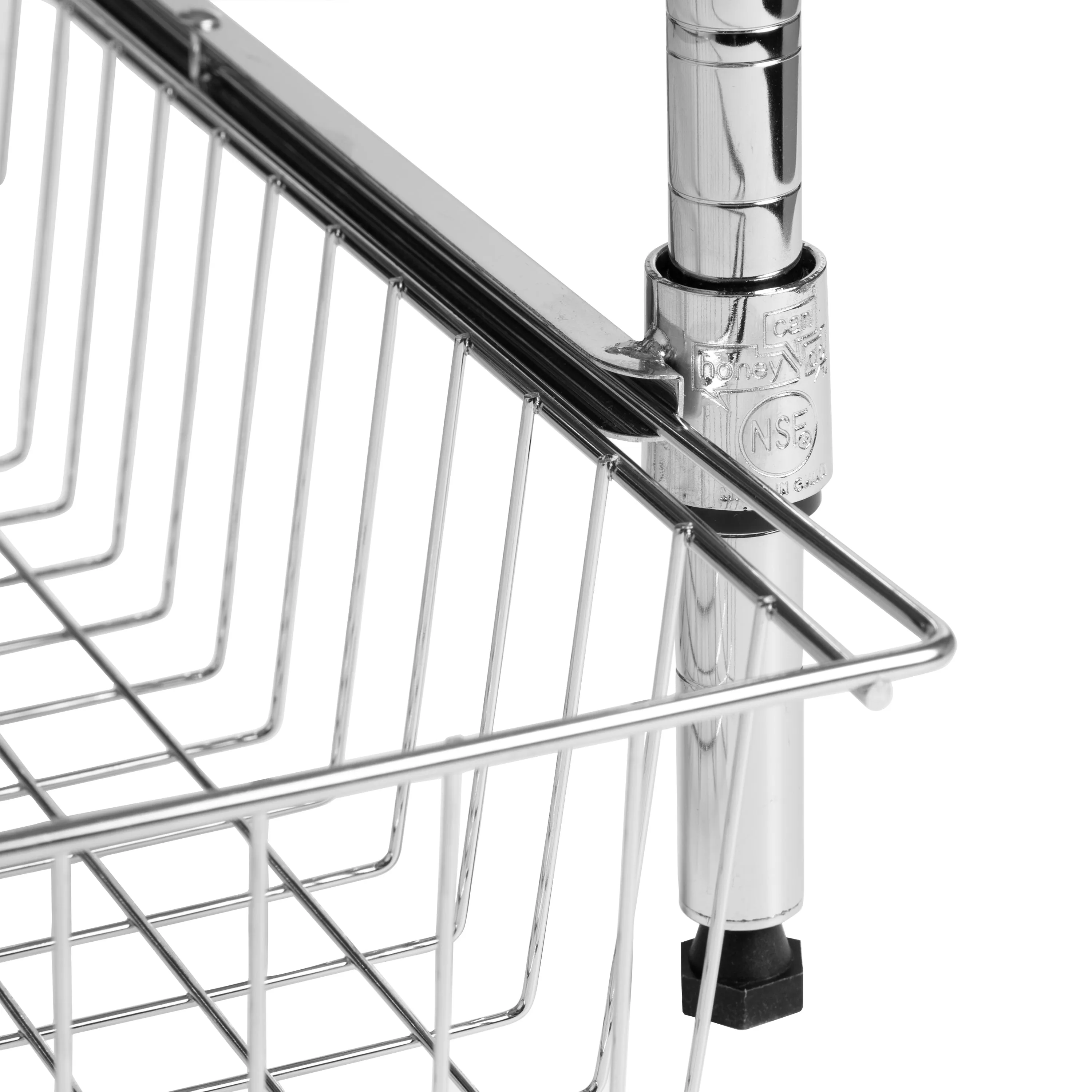 Chrome Small Cabinet Organizer With Basket and Adjustable Shelf
