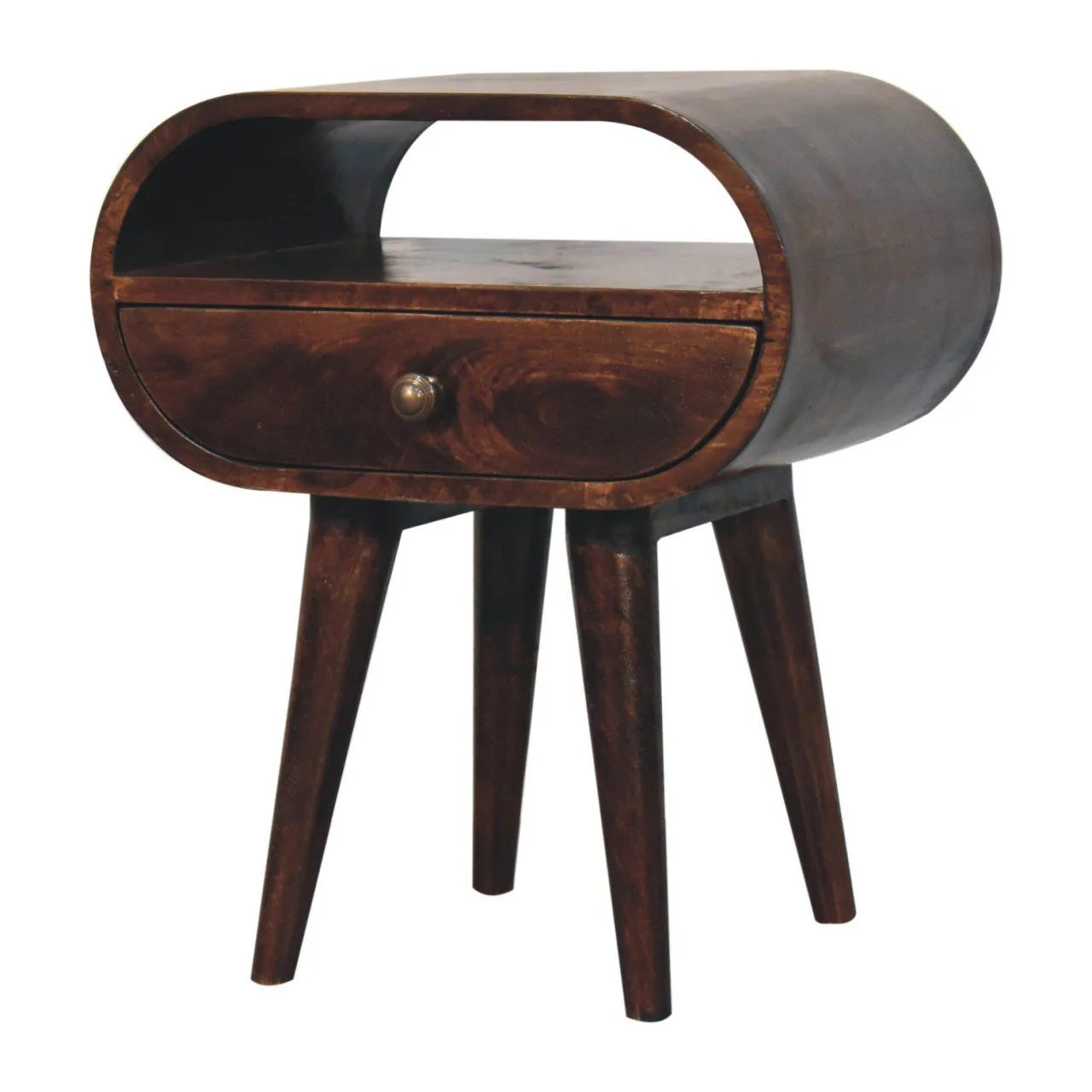 Circular Bedside Table With Open Slot - Walnut by Couch.com