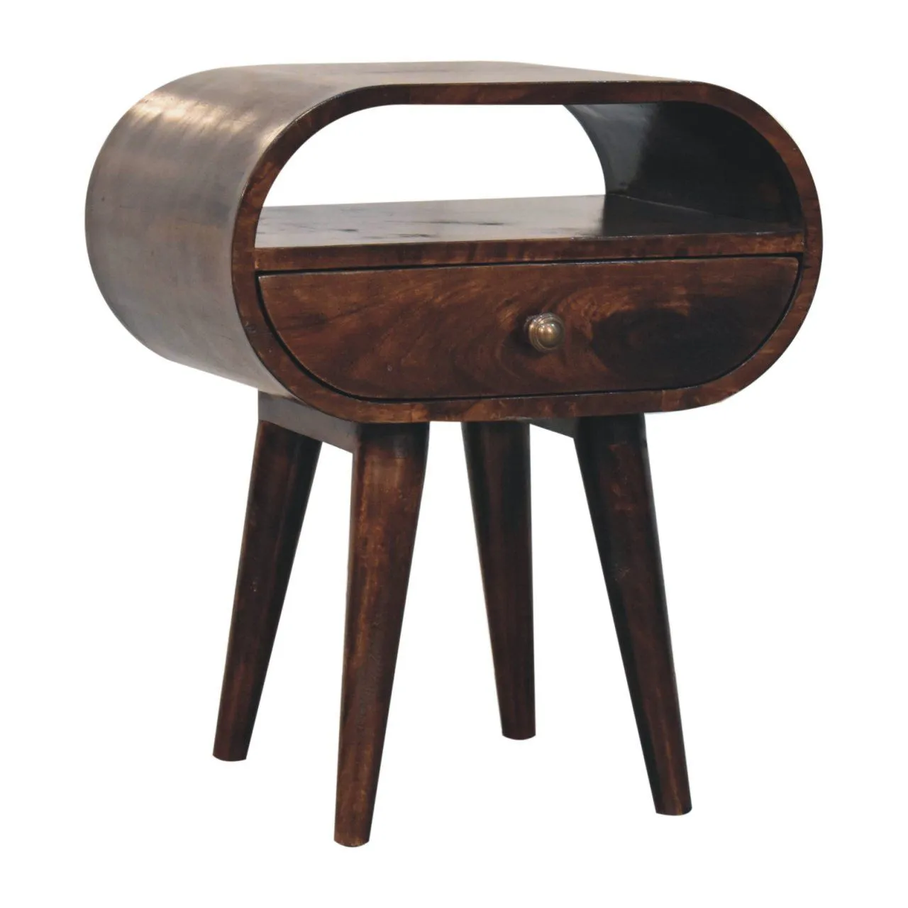 Circular Bedside Table With Open Slot - Walnut by Couch.com