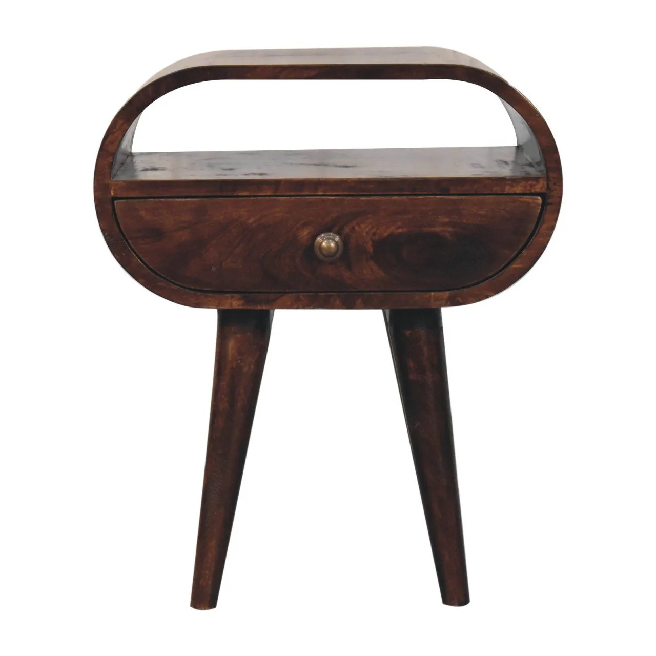 Circular Bedside Table With Open Slot - Walnut by Couch.com