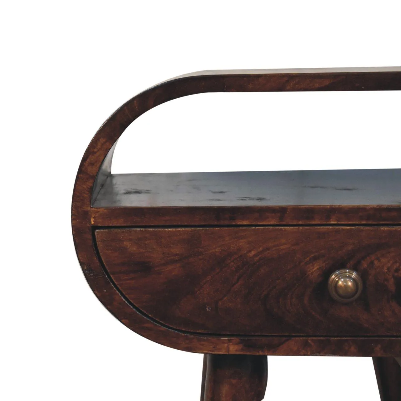 Circular Bedside Table With Open Slot - Walnut by Couch.com