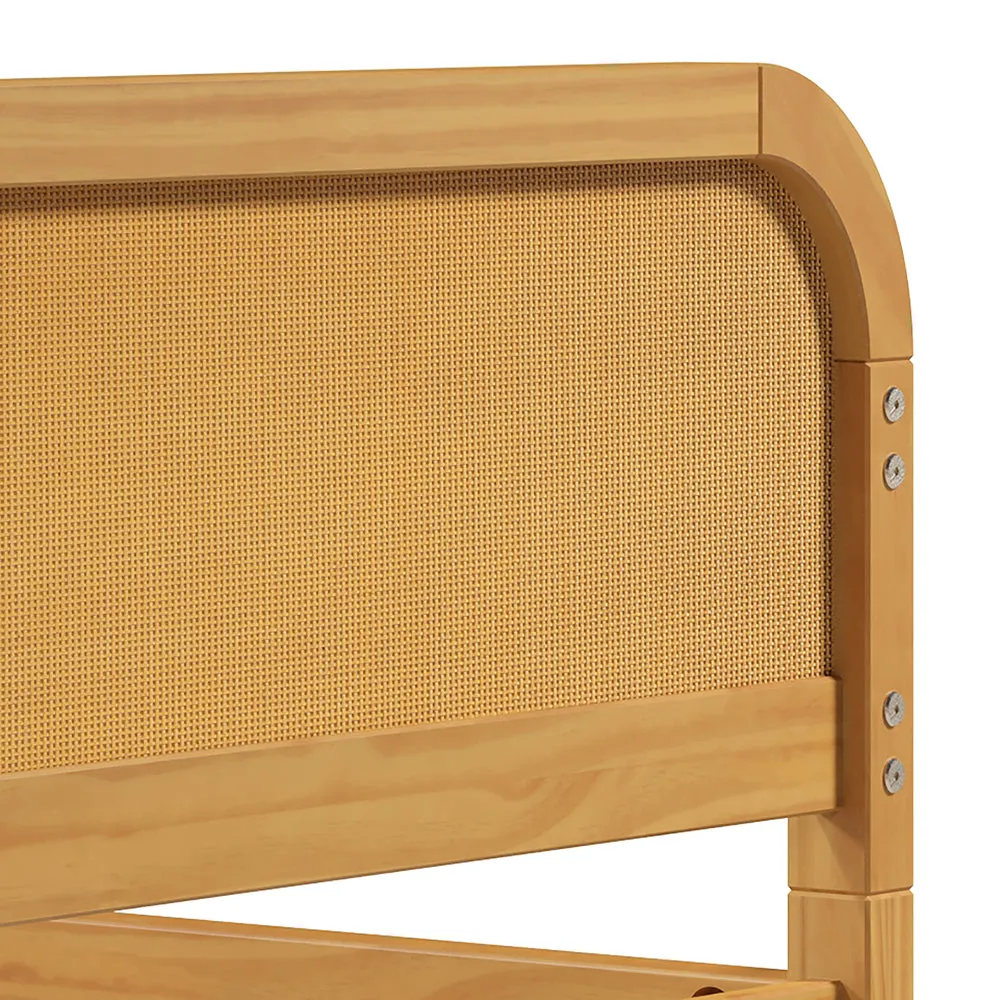 Curva Rattan Kids Solid Wood Bunk Bed Twin Bed - Natural