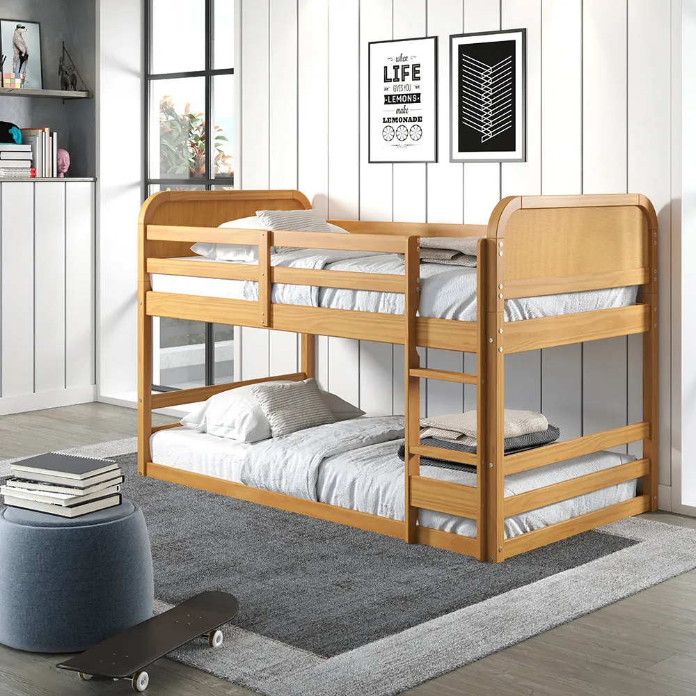 Curva Rattan Kids Solid Wood Bunk Bed Twin Bed - Natural