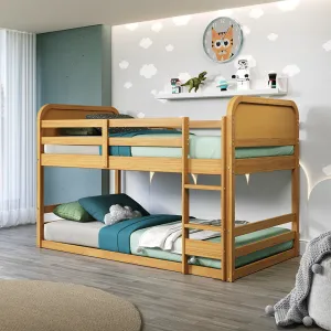 Curva Rattan Kids Solid Wood Bunk Bed Twin Bed - Natural