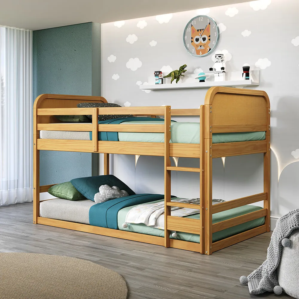 Curva Rattan Kids Solid Wood Bunk Bed Twin Bed - Natural
