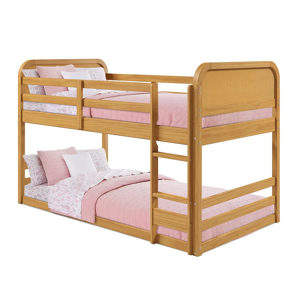 Curva Rattan Kids Solid Wood Bunk Bed Twin Bed - Natural
