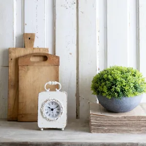 Distressed small white clock