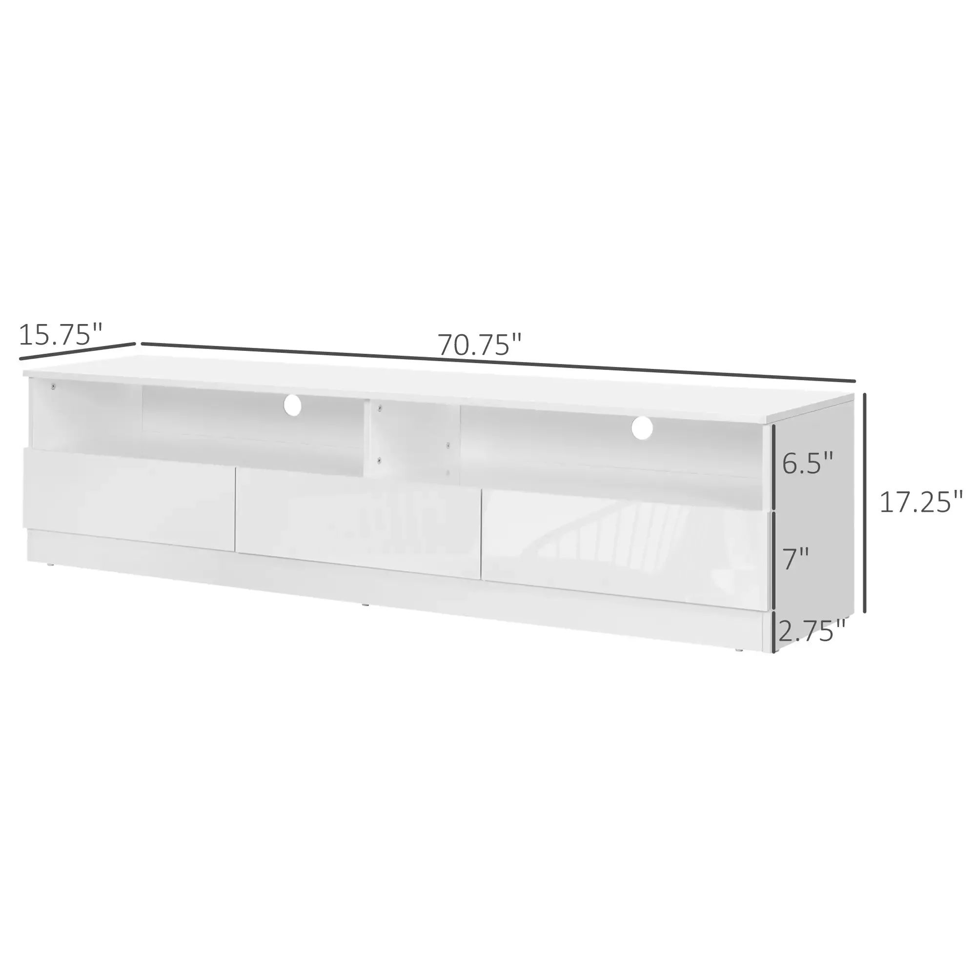 Led Lighted TV Stand For Up To 75" TV with Storage Drawers - Available in 2 Colours