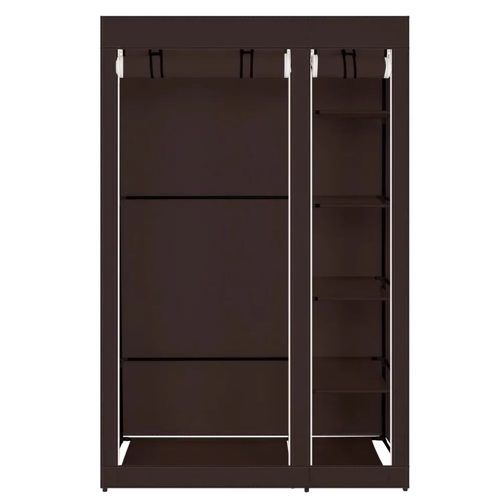 Portable Clothes Closet, Wardrobe Double Rod Storage Organizer, Brown