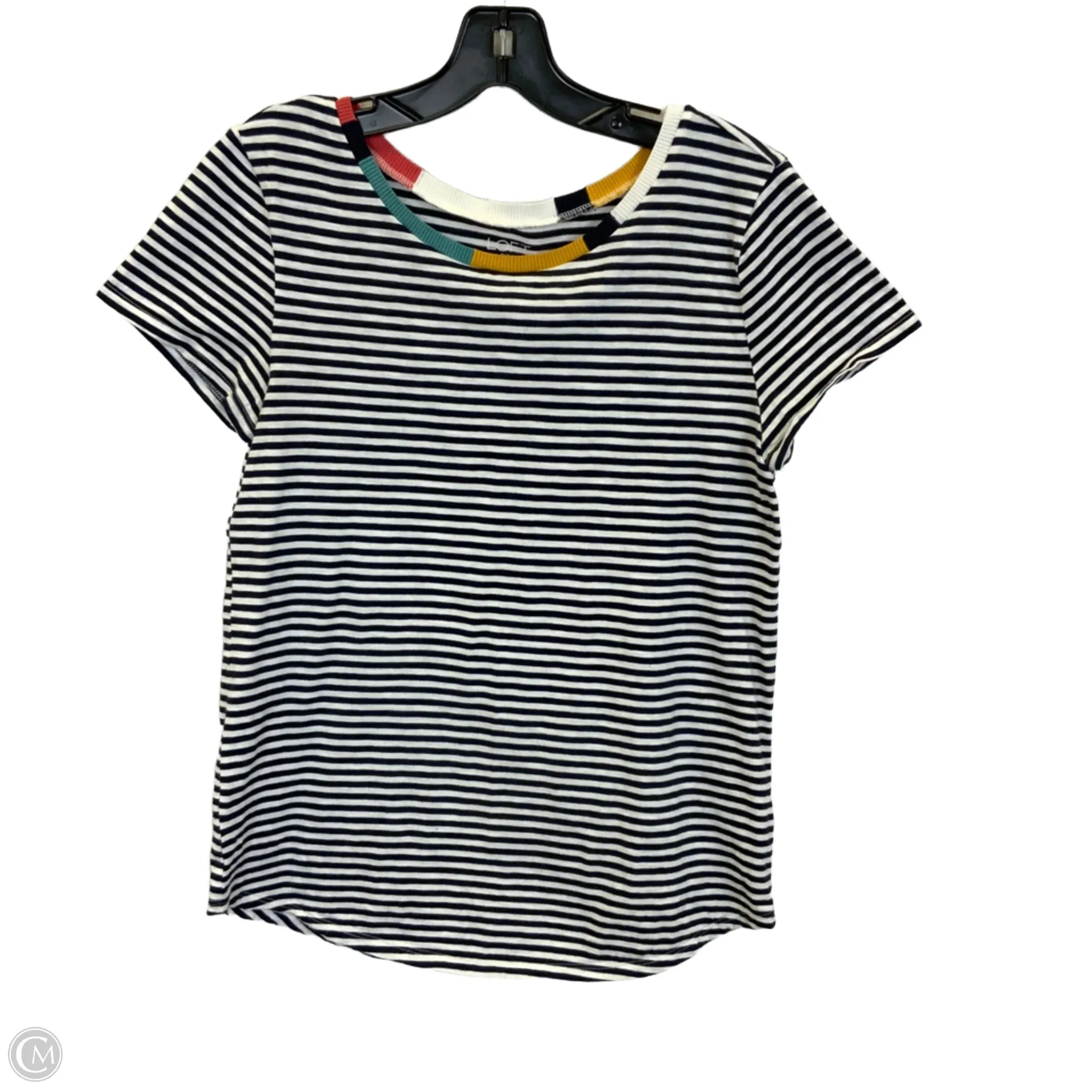 Top Short Sleeve Basic By Loft O In Black White, Size: S