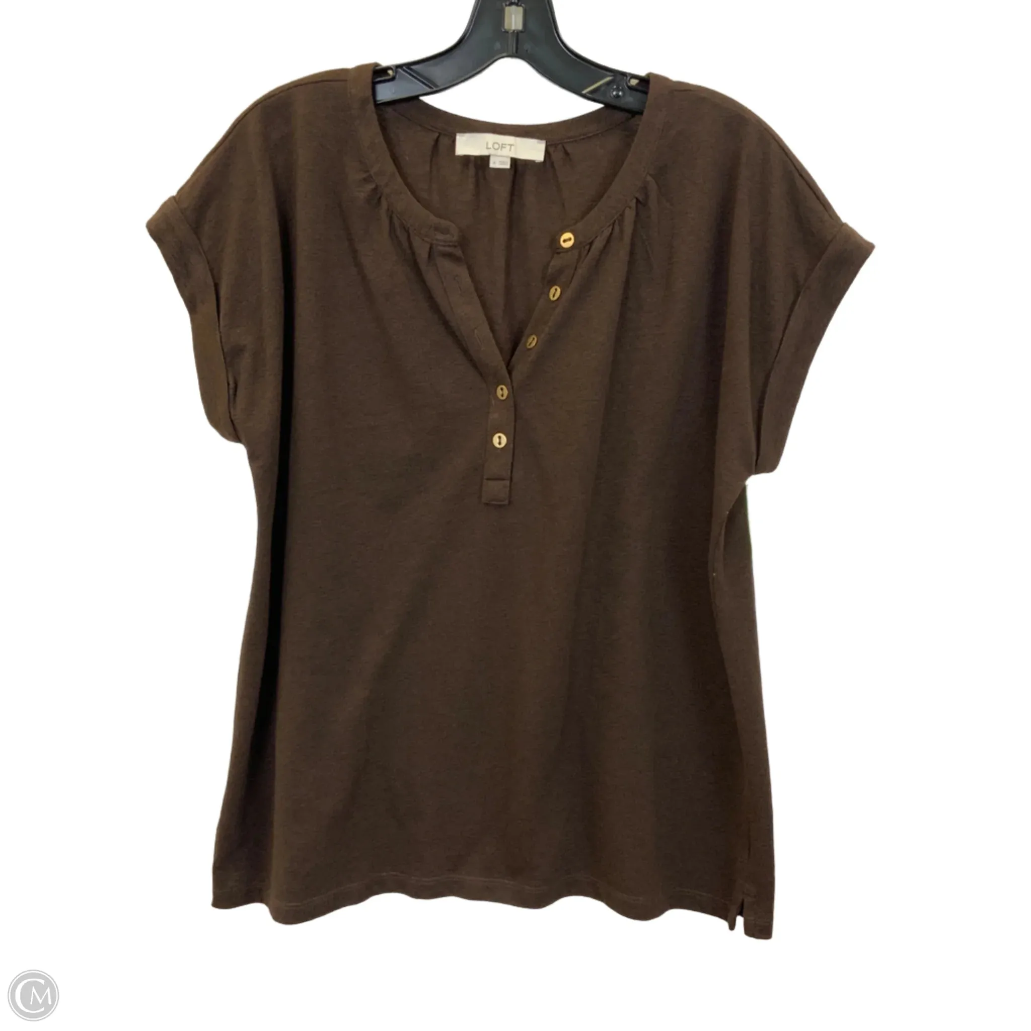 Top Short Sleeve By Loft In Brown, Size: M