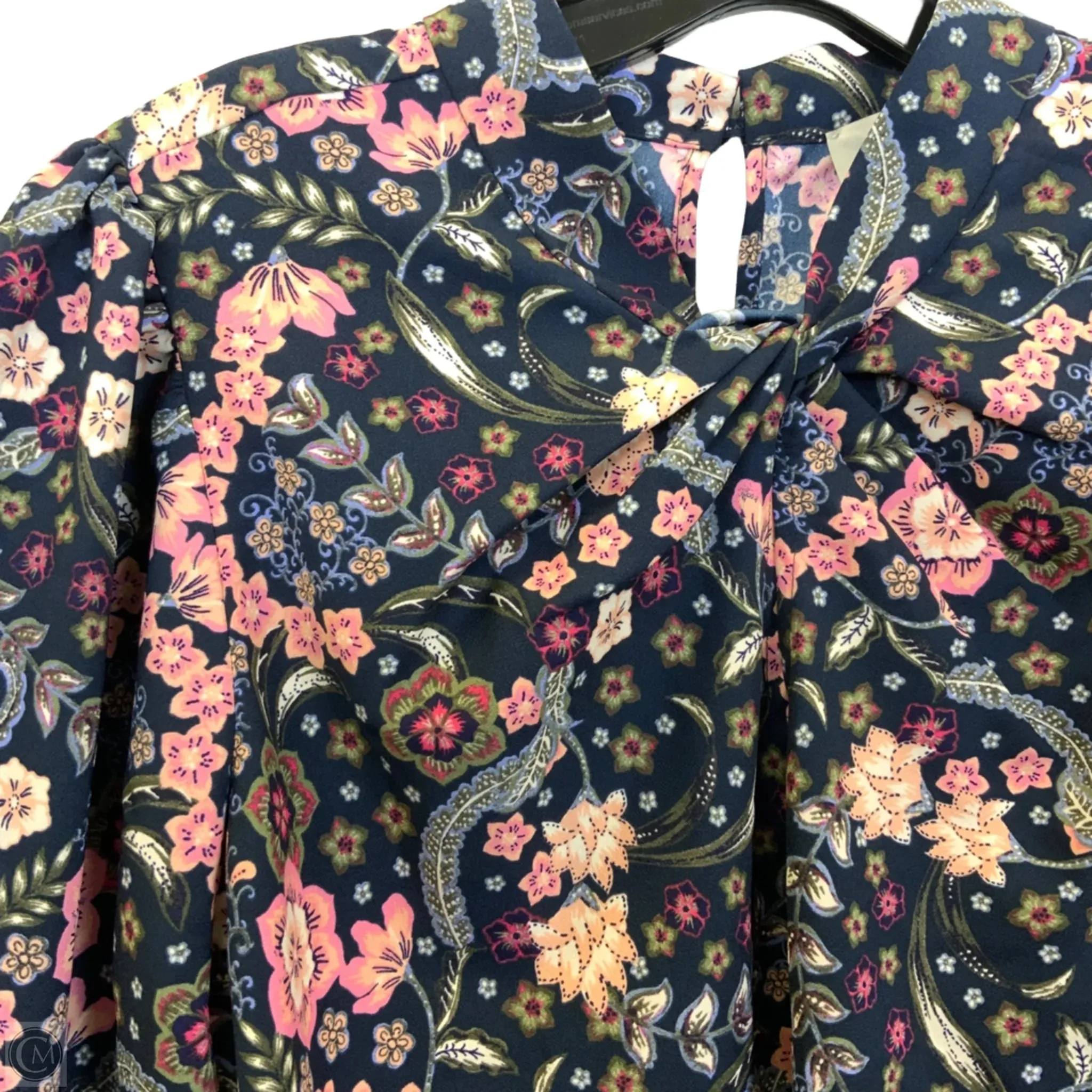 Top Short Sleeve By Loft In Navy, Size: M