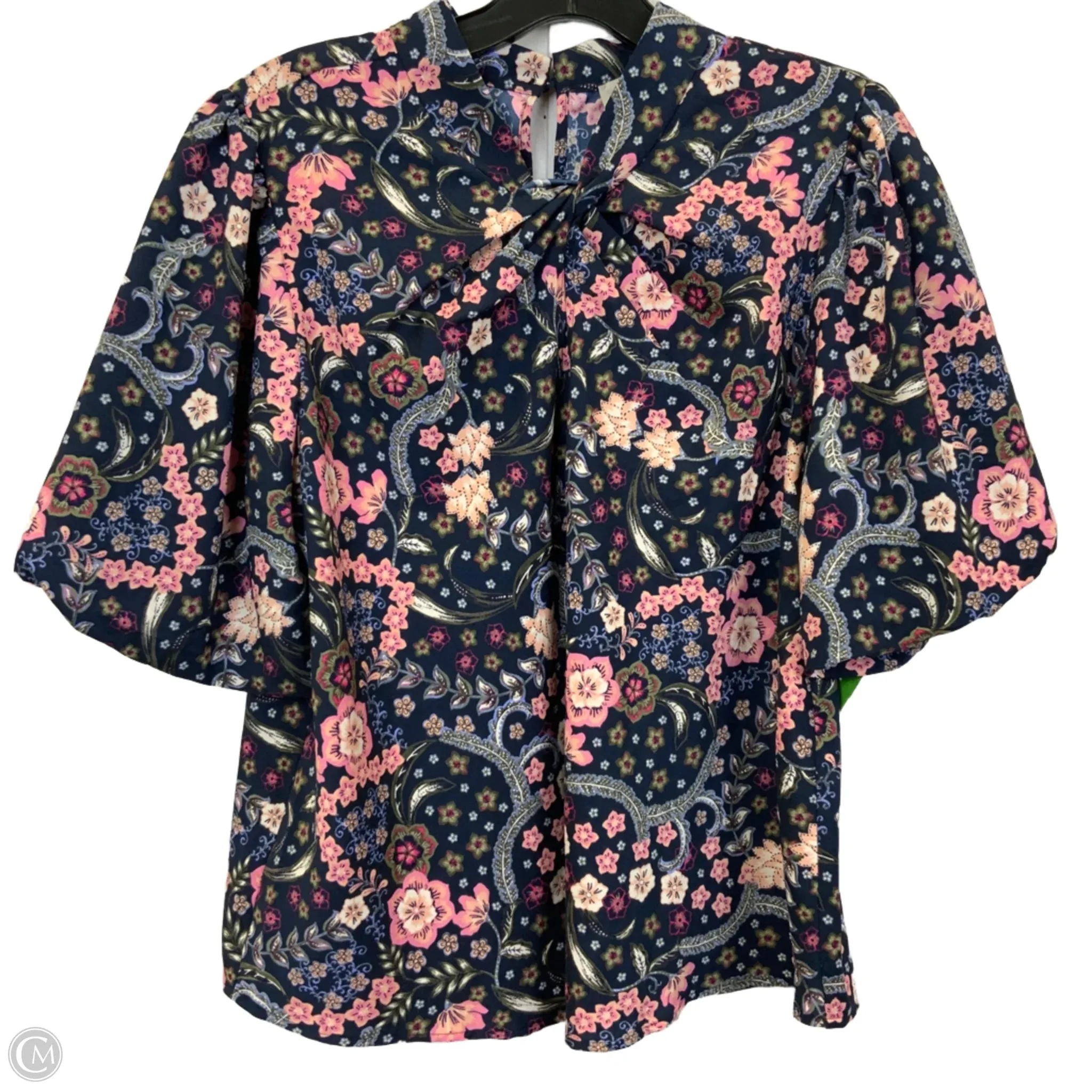 Top Short Sleeve By Loft In Navy, Size: M