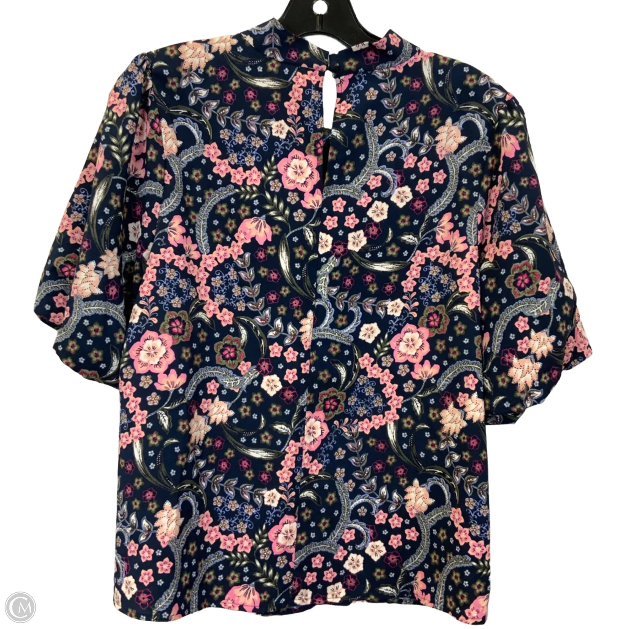 Top Short Sleeve By Loft In Navy, Size: M