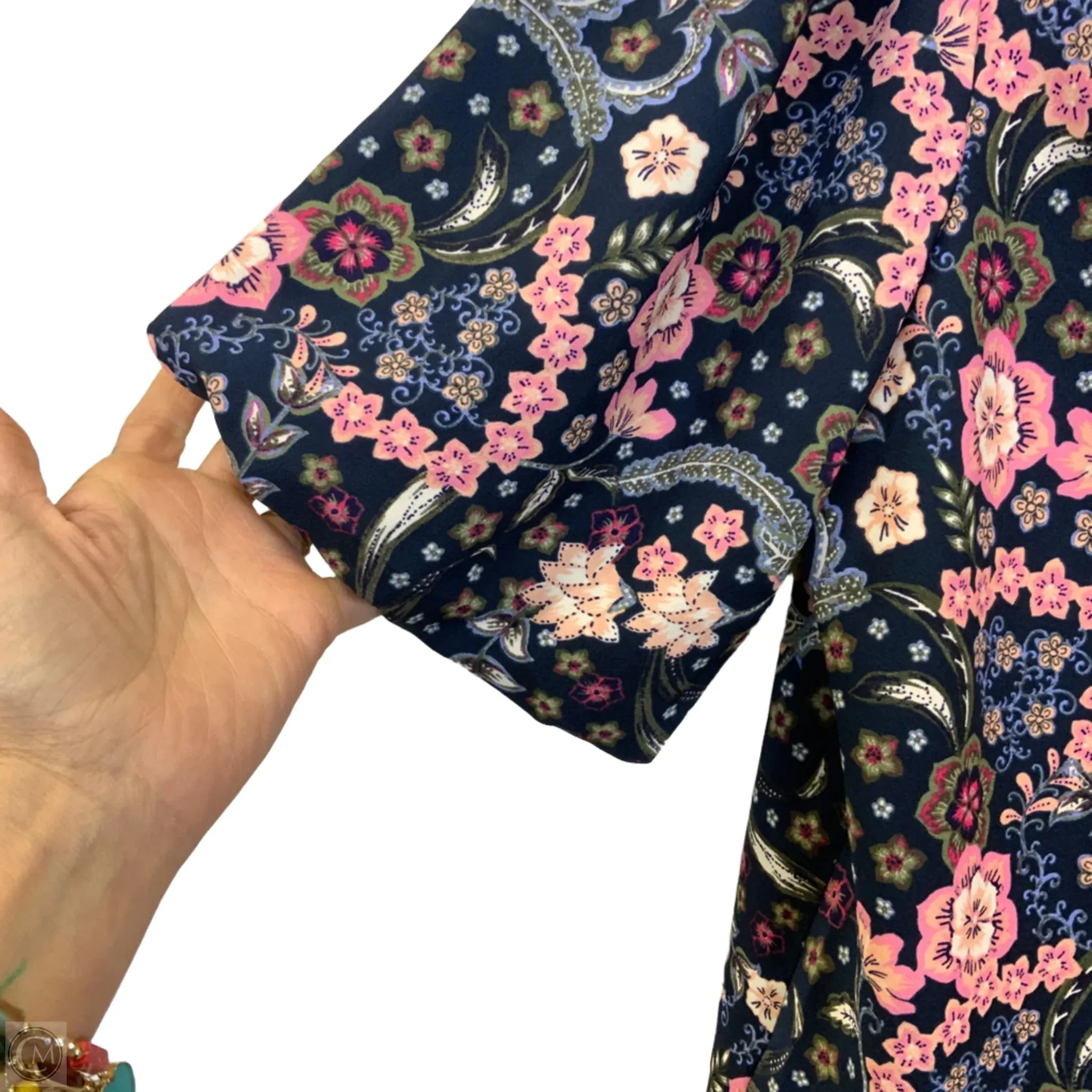 Top Short Sleeve By Loft In Navy, Size: M
