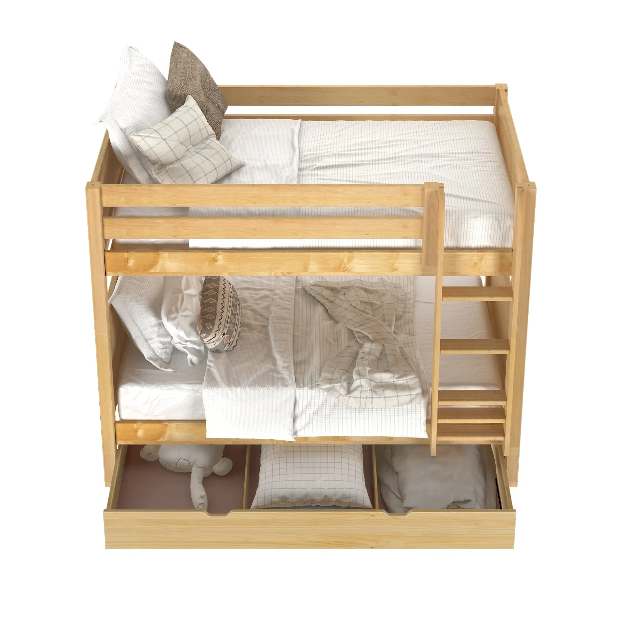 Twin Medium Bunk Bed with Trundle Drawer