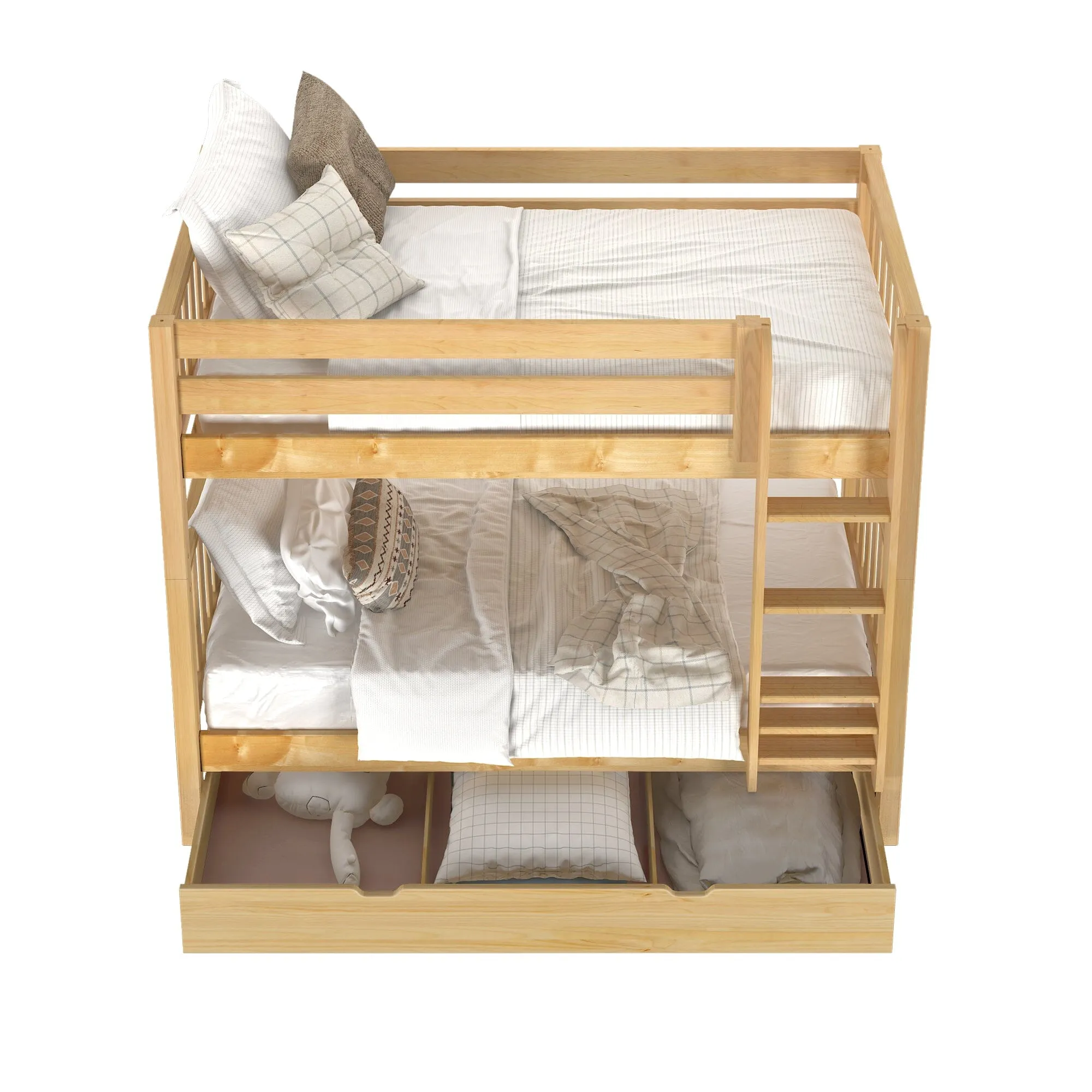 Twin Medium Bunk Bed with Trundle Drawer