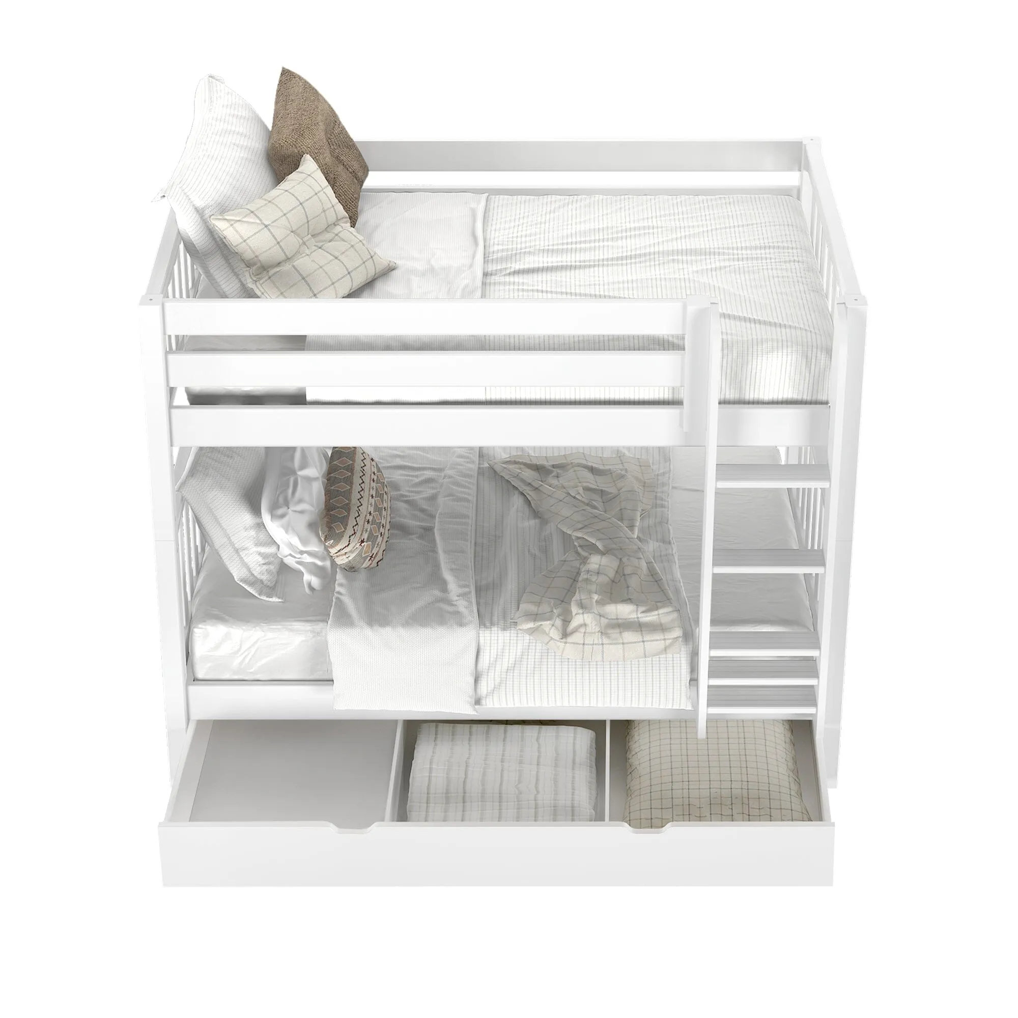 Twin Medium Bunk Bed with Trundle Drawer