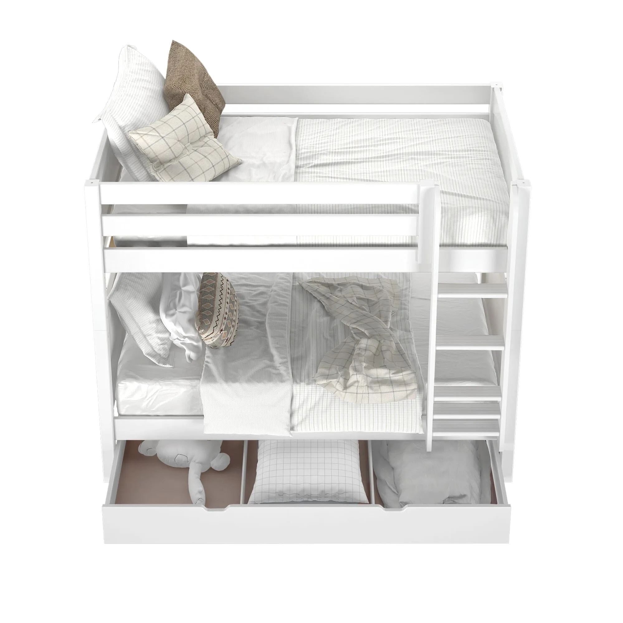 Twin Medium Bunk Bed with Trundle Drawer
